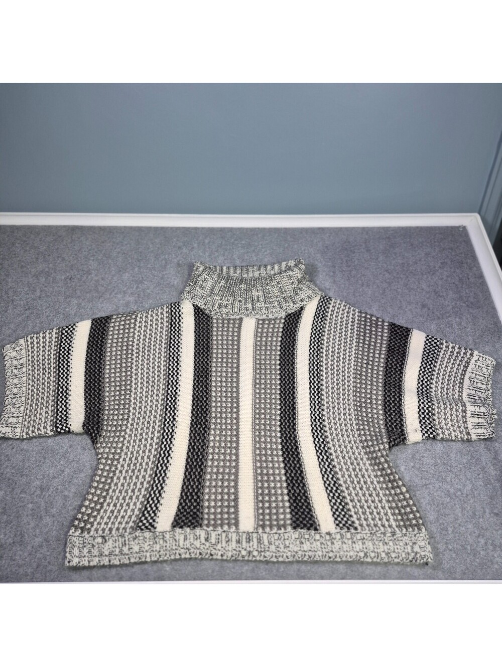 NORTHSTYLE Knit Sweater Turtleneck Short Sleeve Women's 1X  Retro Chunky